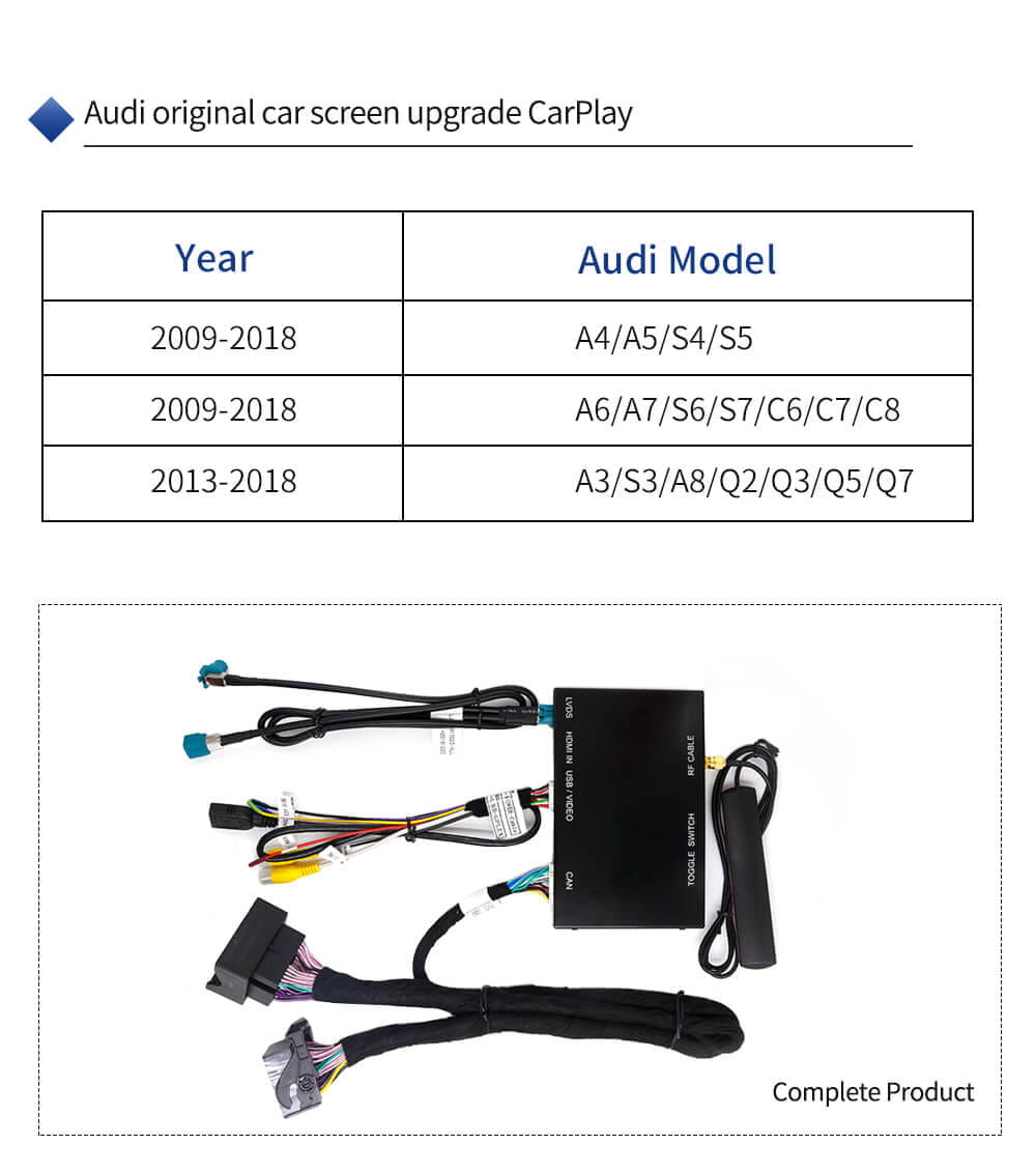 Road Top Wireless Carplay Android Auto for Audi A3 2013-2018 Year, Carplay  Retrofit Kit Decoder, Support Siri Mirror Link, Reverse Camera, Navigation