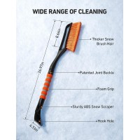  27 Inch Snow Brush and Detachable Ice Scraper with Ergonomic Foam Grip for Cars, Trucks, SUVs (Heavy Duty ABS, PVC Brush)