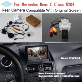 RCA &amp; Original Screen Compatible For Mercedes Benz C Class W204 2007~2014 HD Car Rear View Back Up Reverse Camera Sets