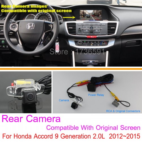 For Honda Accord 9 Generation 2.0L  2012~2015 RCA &amp; Original Screen Compatible / Rear View Camera Sets / Back Up Reverse Camera