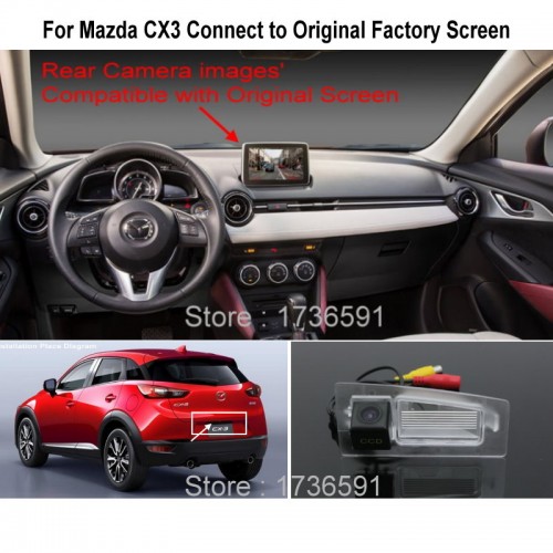 For Mazda CX3 CX-3 CX 3 RCA & Original Screen / Monitor Compatible Rear View Camera High Quality Back Up Reverse Camera