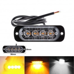 12V - 24V 4 Led Strobe Warning Light Strobe Grille Flashing Lightbar Truck Car Beacon Lamp Amber Yellow White Traffic light